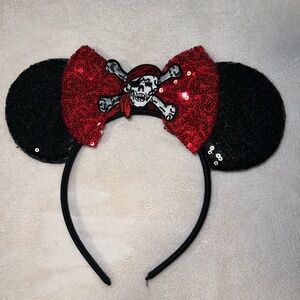 Pirate Disney Mickey Mouse Ears Headband - Red and Black